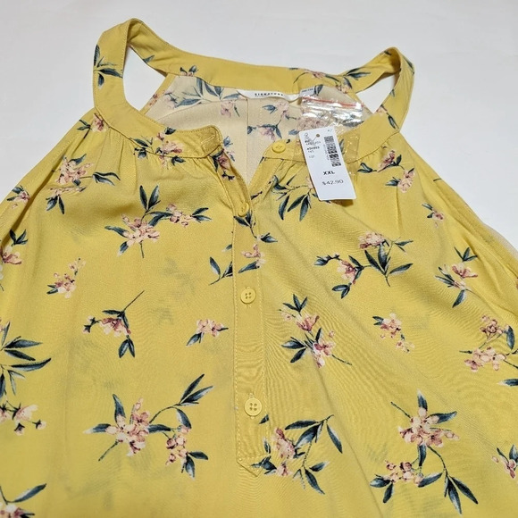 NWT Reitmans Yellow Floral Button Front Halter Blouse Woman's XXL - Picture 8 of 9